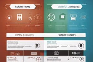 A set of infographics showing different types of smart home devices.