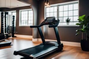 A tread machine in a gym room.