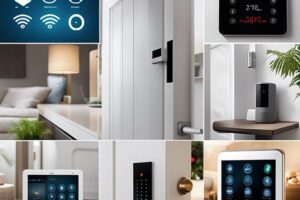 A collage of images showing various smart home devices.